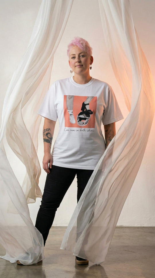 Can Run In Both Shoes - Heavy Oversized T-Shirt