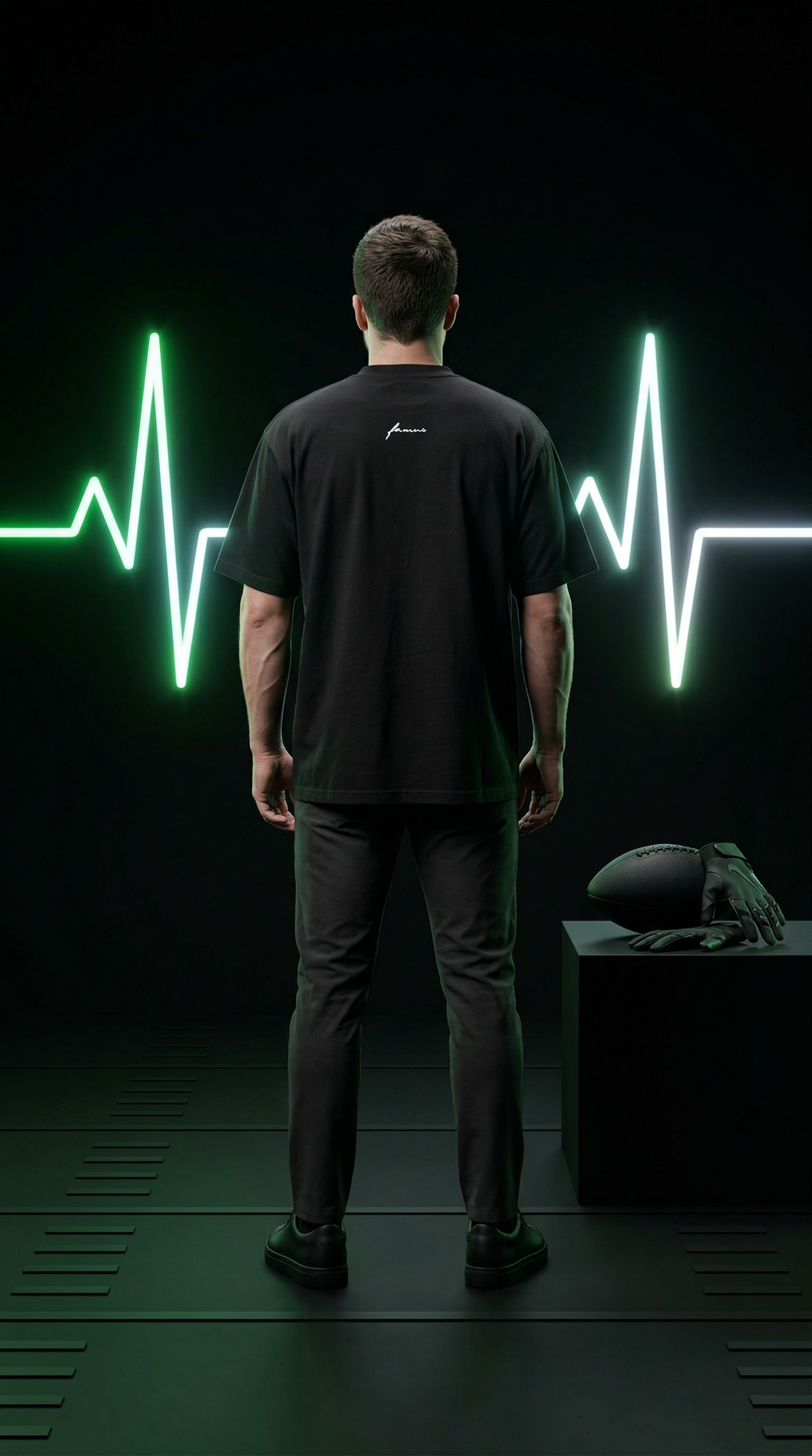 American Football Heartbeat - Heavy Oversized T-Shirt